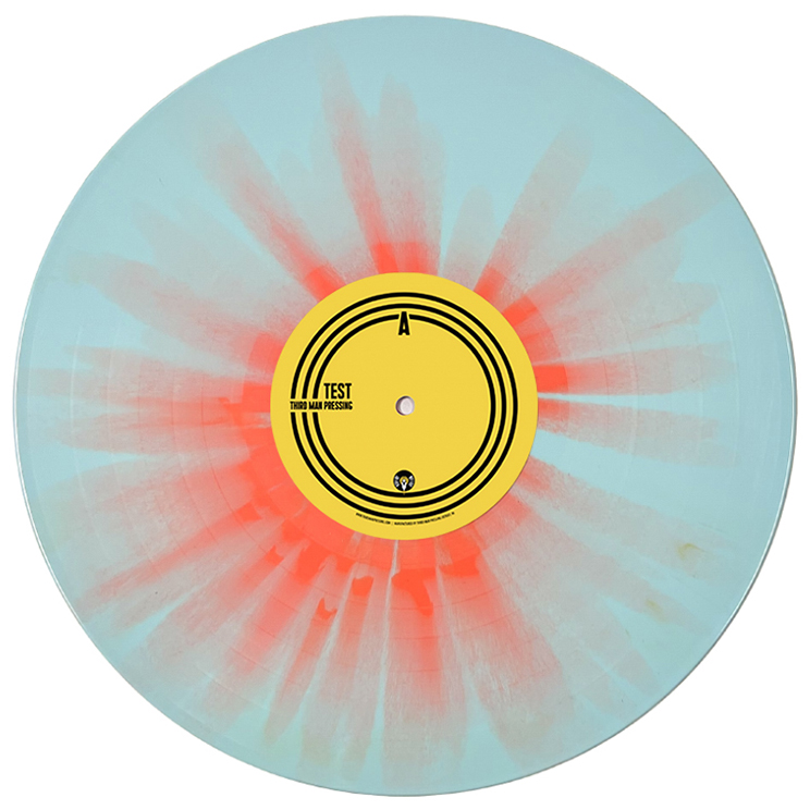 Reverse Splatter color vinyl on white background